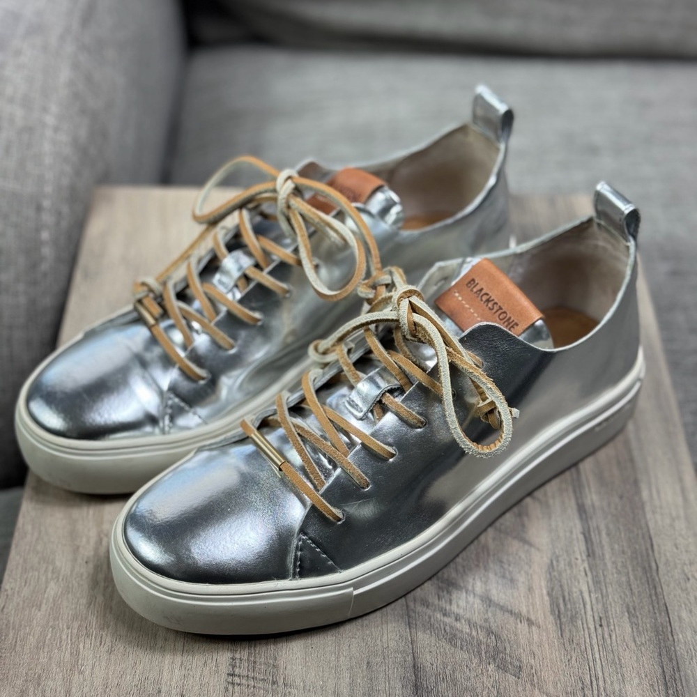 Blackstone RL 69 Leather Sneakers Women’s Size 37 Silver Metallic Casual Shoes